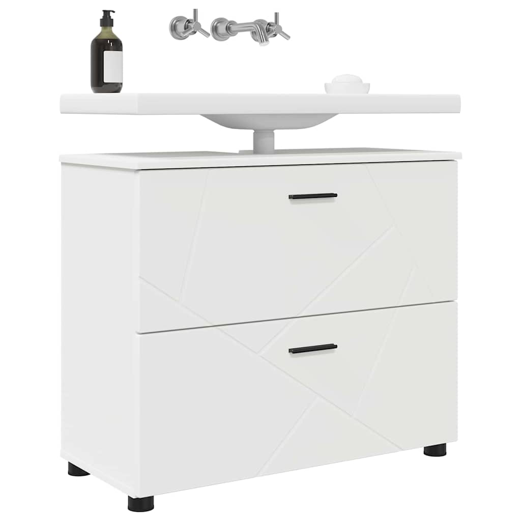 Baderomsskap Hvit 76,5 x 35 x 64 cm Konstruert tre & Metall