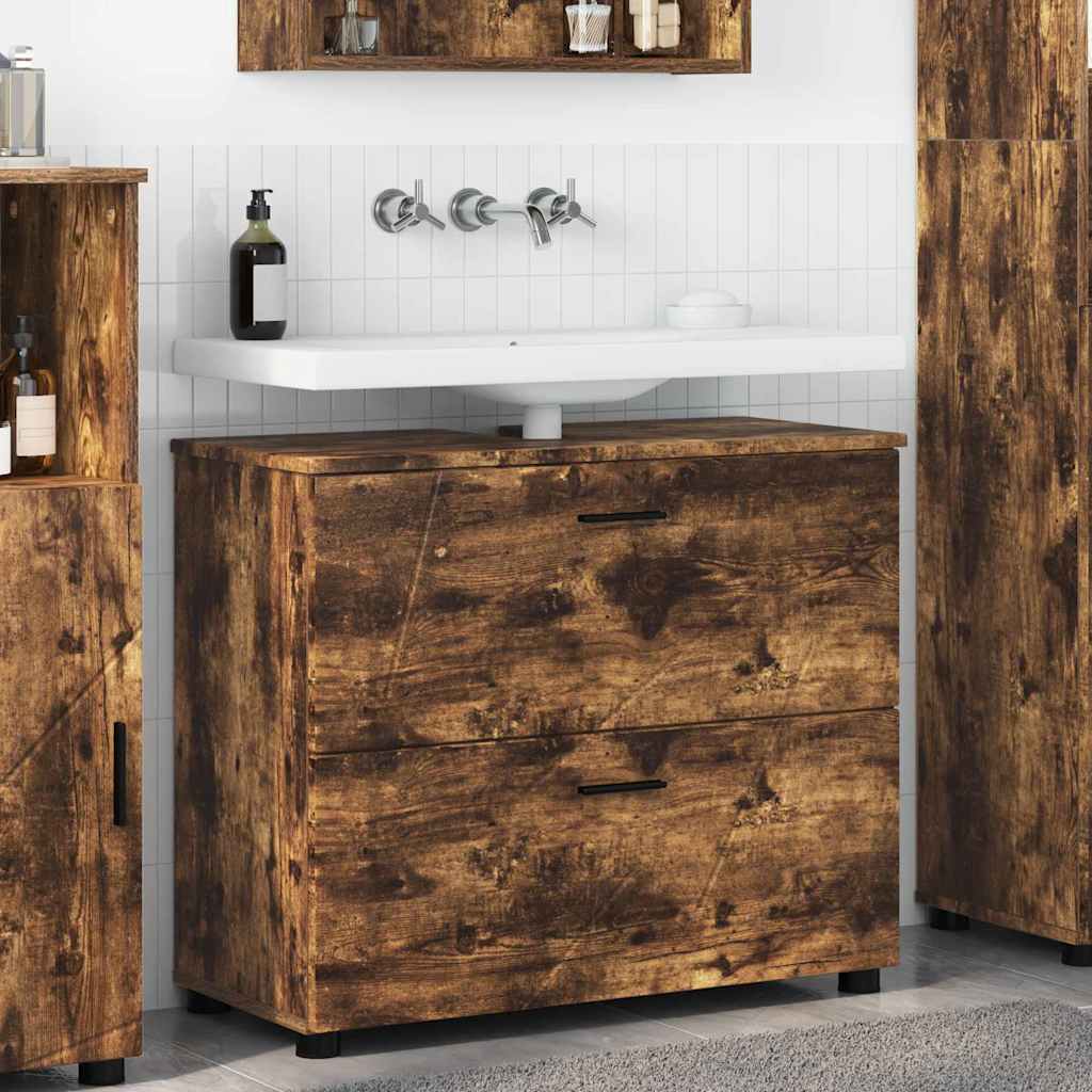 Baderomsskap Røkt eik 76,5 x 35 x 64 cm Konstruert tre & Metall