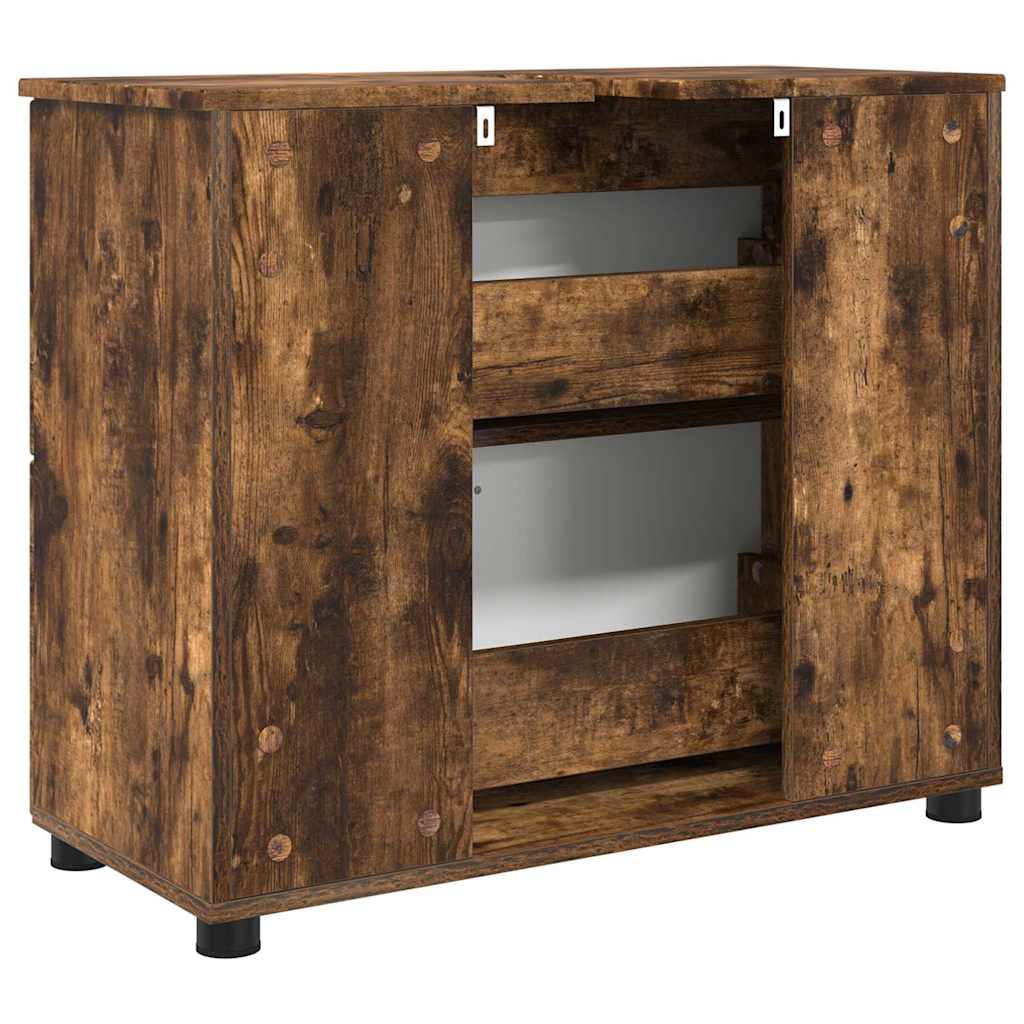 Baderomsskap Røkt eik 76,5 x 35 x 64 cm Konstruert tre & Metall