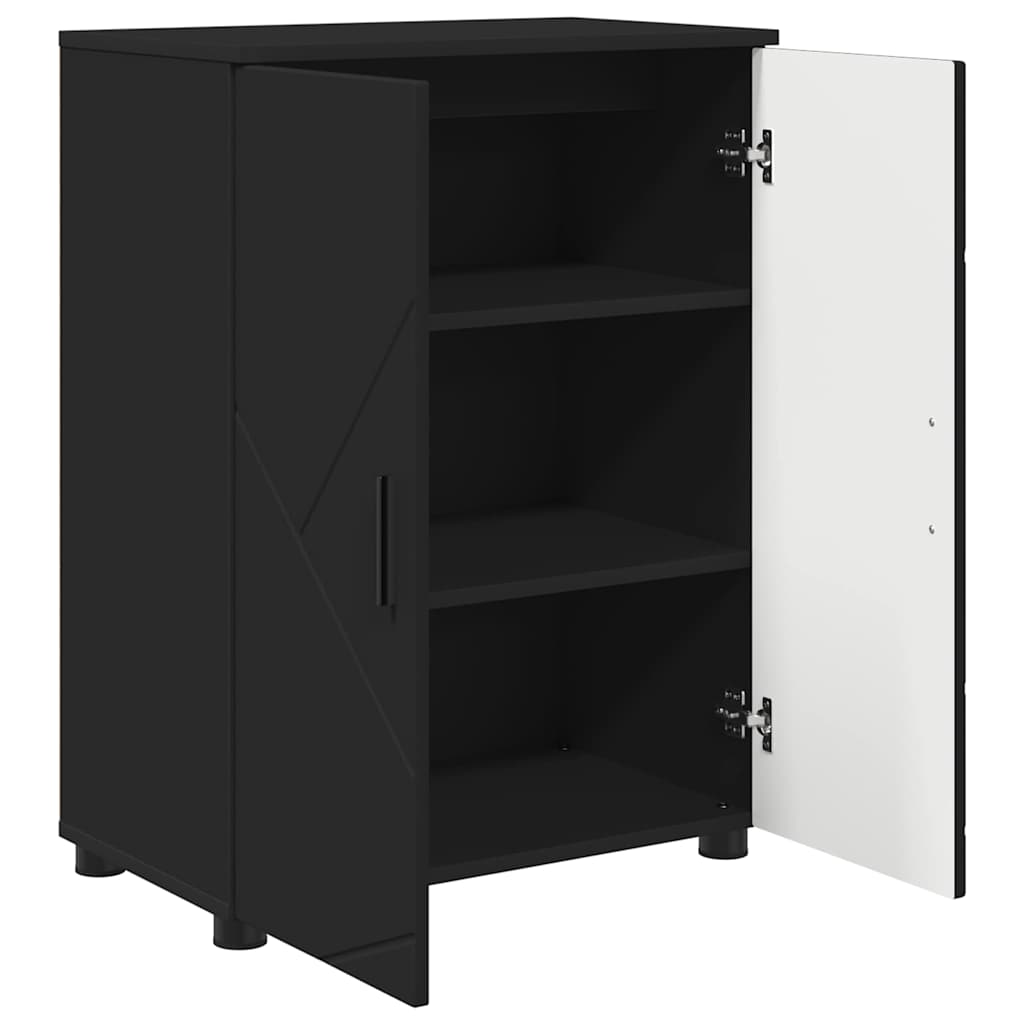 Baderomsskap Svart 60 x 35 x 80 cm Konstruert tre & Metall