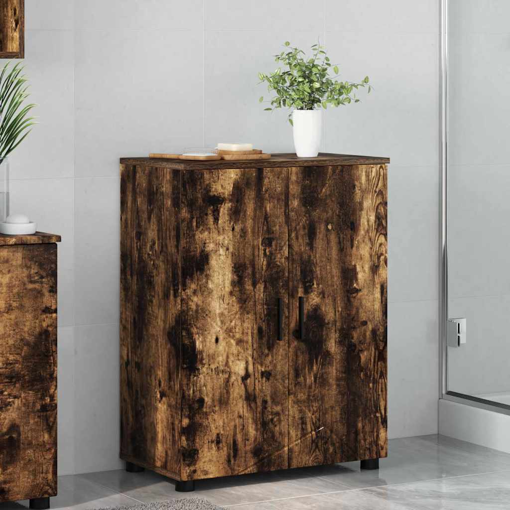Baderomsskap Røkt eik 60 x 35 x 80 cm Konstruert tre & Metall