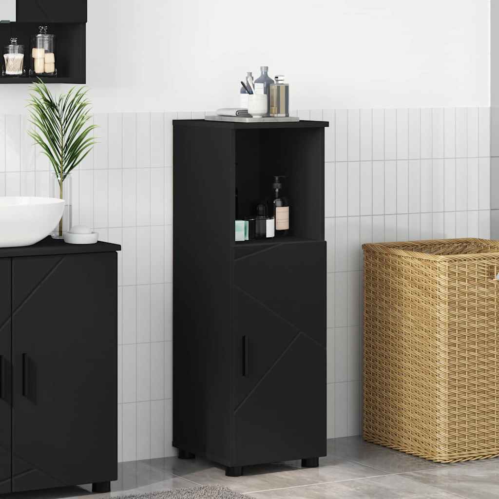 Baderomsskap Svart 30 x 35 x 95 cm Konstruert tre & Metall