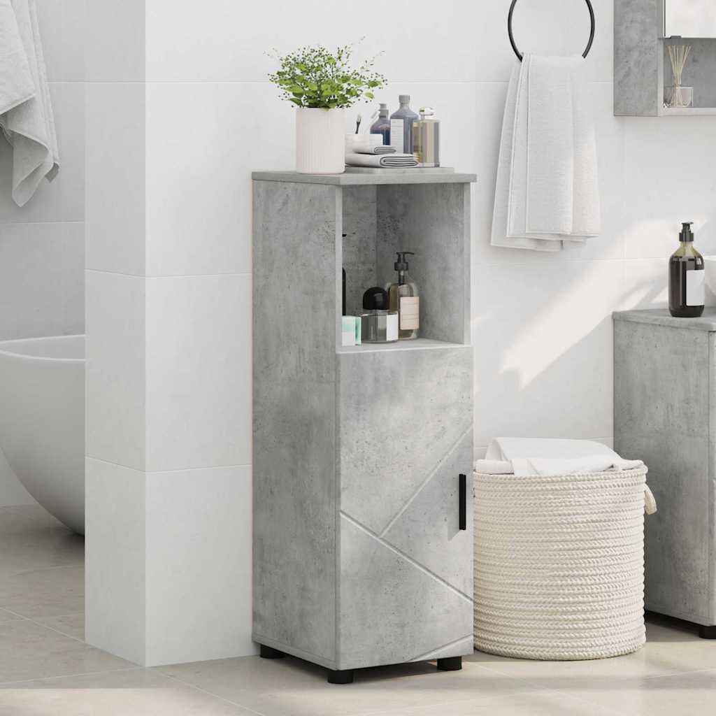 Baderomsskap Betonggrå 30 x 35 x 95 cm Konstruert tre & Metall