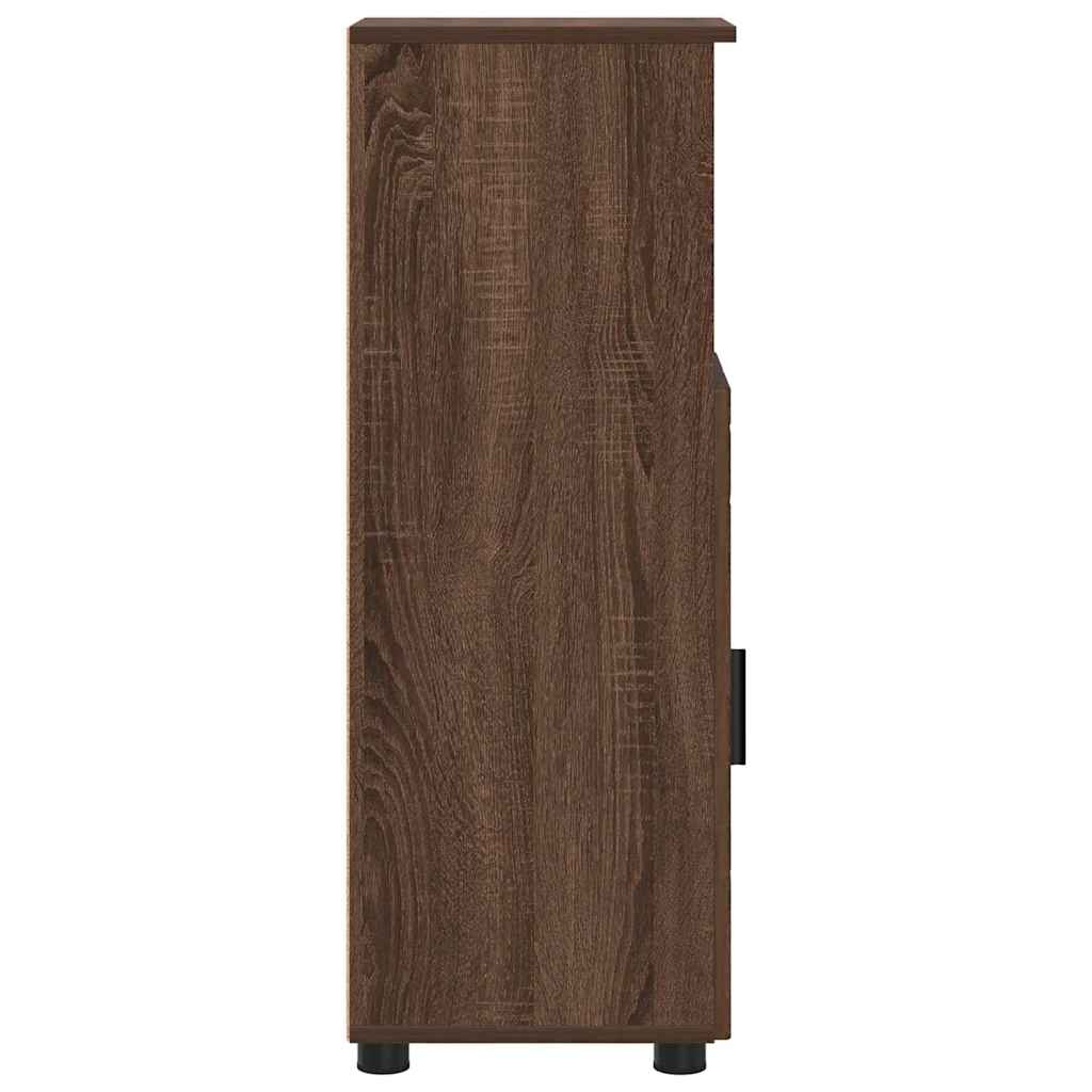Baderomsskap Brun Eik 30 x 35 x 95 cm Konstruert tre & Metall