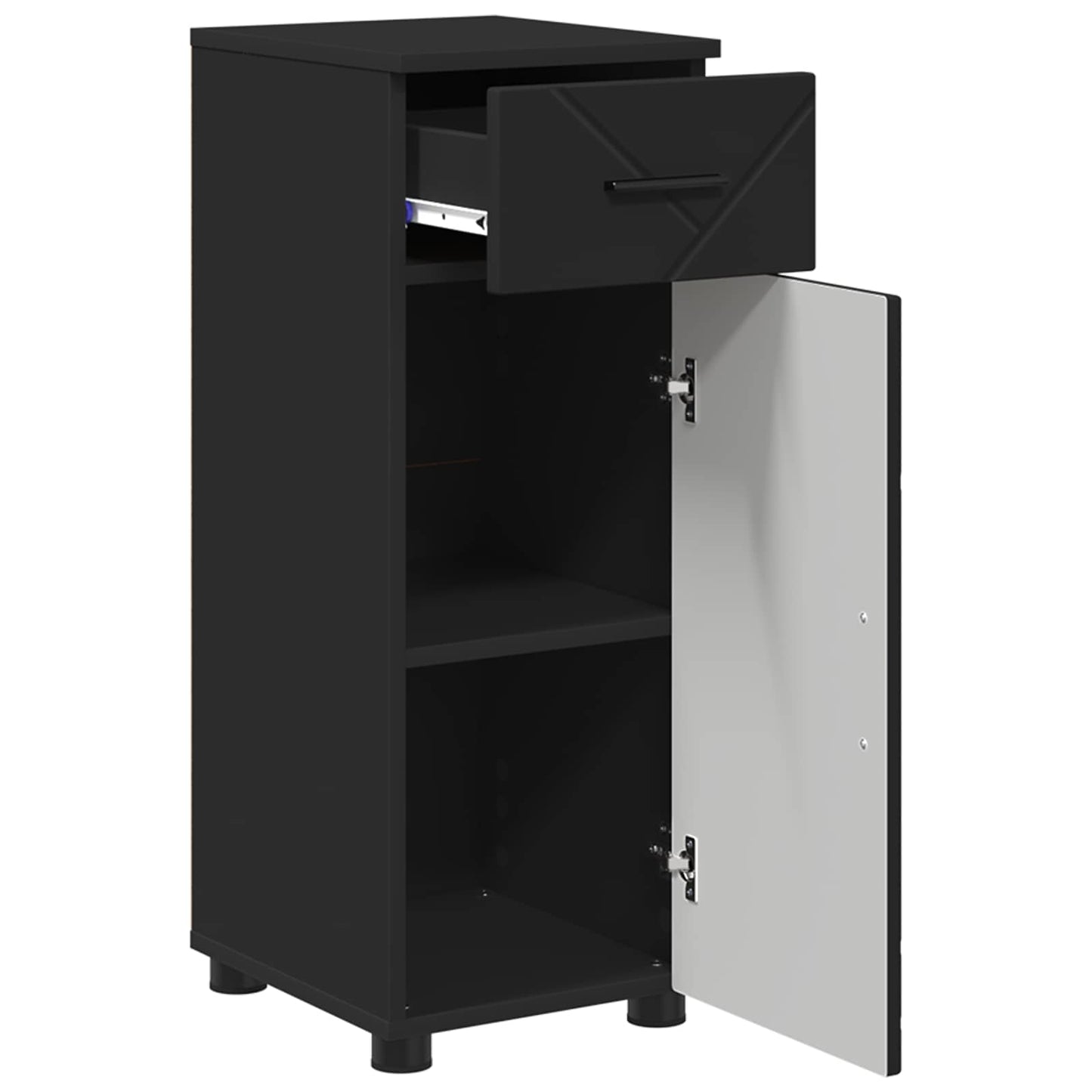 Baderomsskap Svart 30 x 35 x 80 cm Konstruert tre & Metall