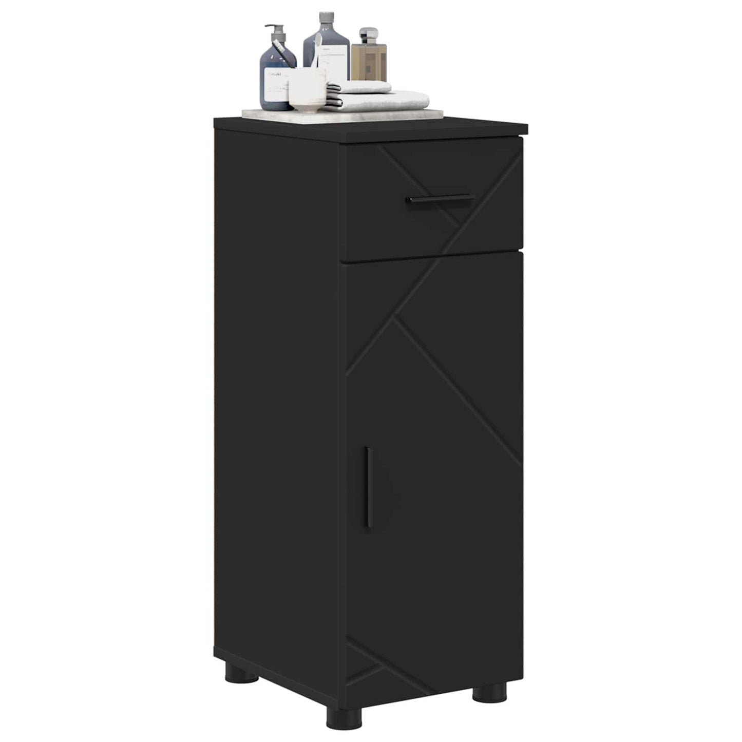 Baderomsskap Svart 30 x 35 x 80 cm Konstruert tre & Metall
