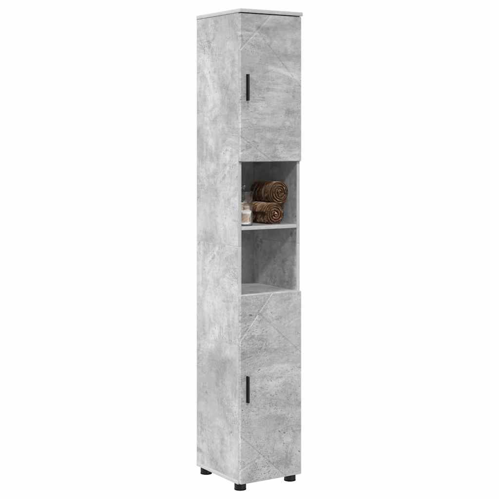 Baderomsskap Betonggrå 30 x 35 x 192 cm Konstruert tre & Metall