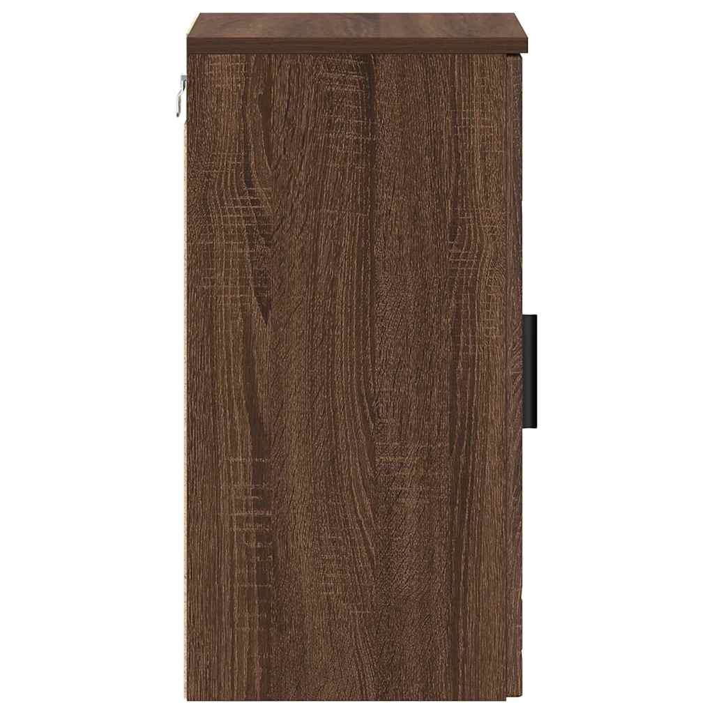 Baderomsskap Brun Eik 30 x 31,5 x 61 cm Konstruert tre & Metall
