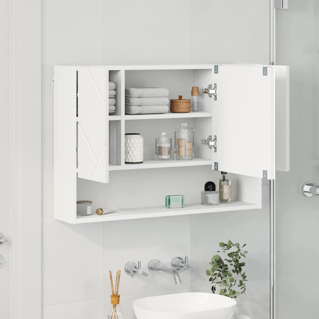 Speilskap Veggmontert Hvit 80 x 17 x 55 cm Konstruert tre