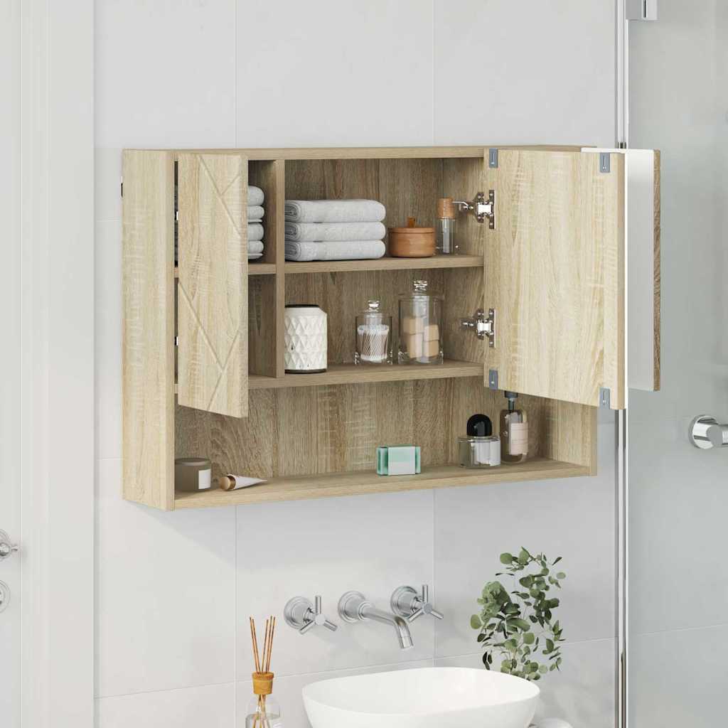 Speilskap Veggmontert Sonoma eik 80 x 17 x 55 cm Konstruert tre