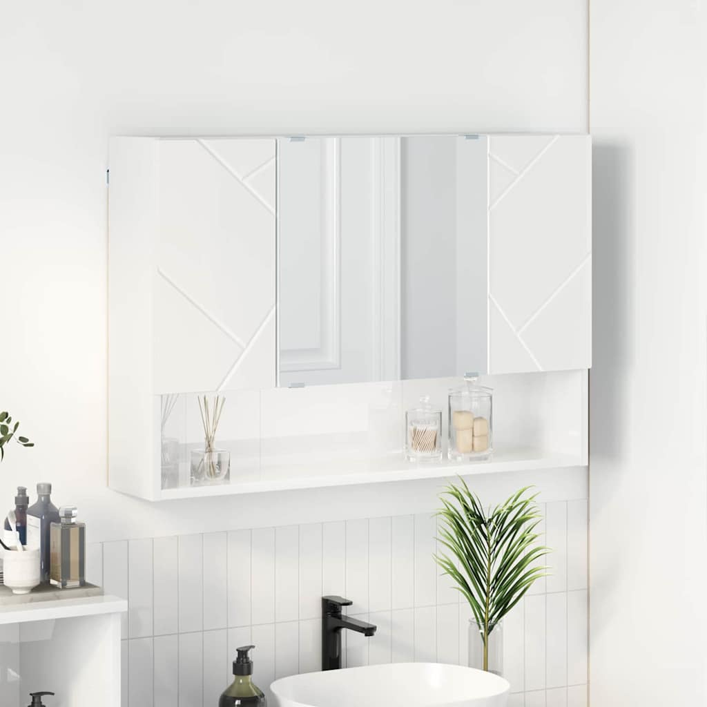 Speilskap Høyglanset hvit 80 x 17 x 55 cm Konstruert tre