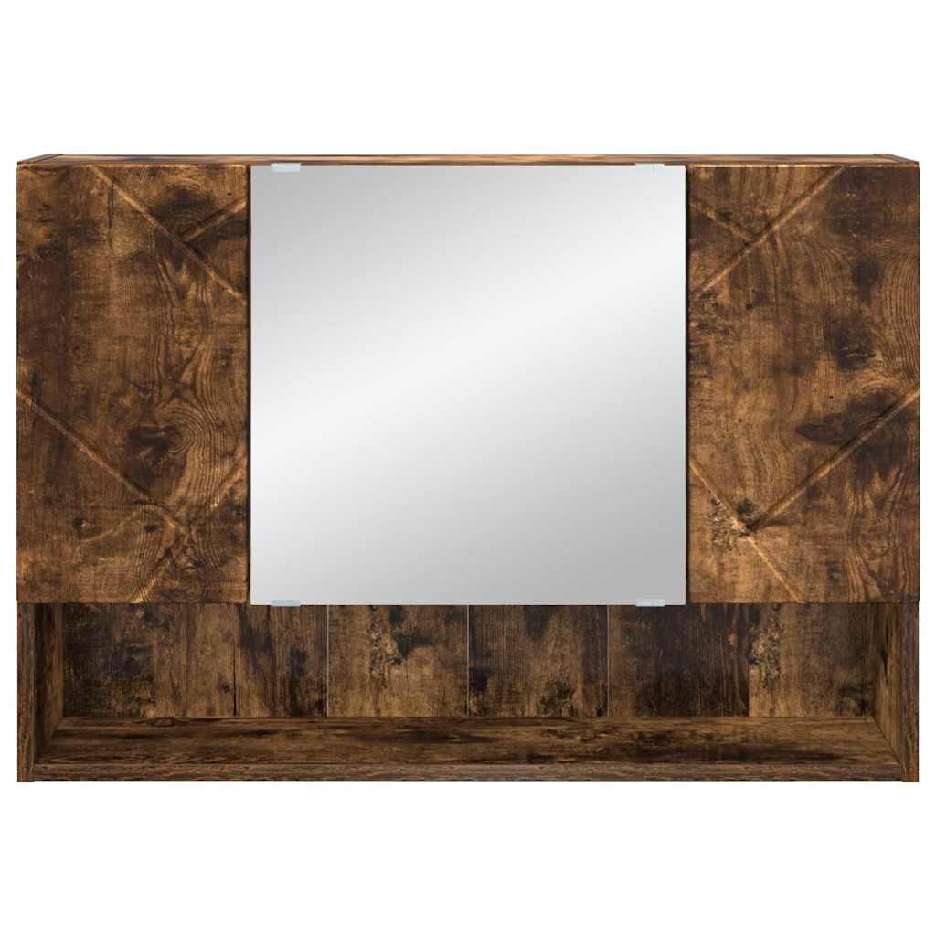 Speilskap Veggmontert Røkt eik 80 x 17 x 55 cm Konstruert tre