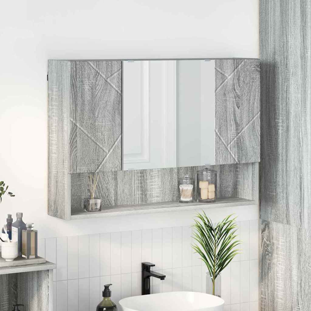 Speilskap Veggmontert Grå Sonoma 80 x 17 x 55 cm Konstruert tre