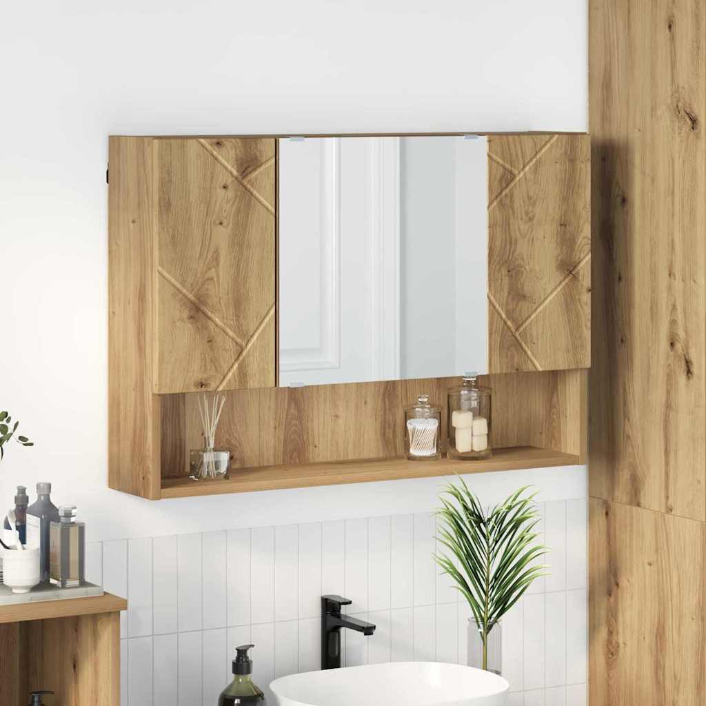 Speilskap med dør Artisan Eik 80 x 17 x 55 cm Konstruert tre