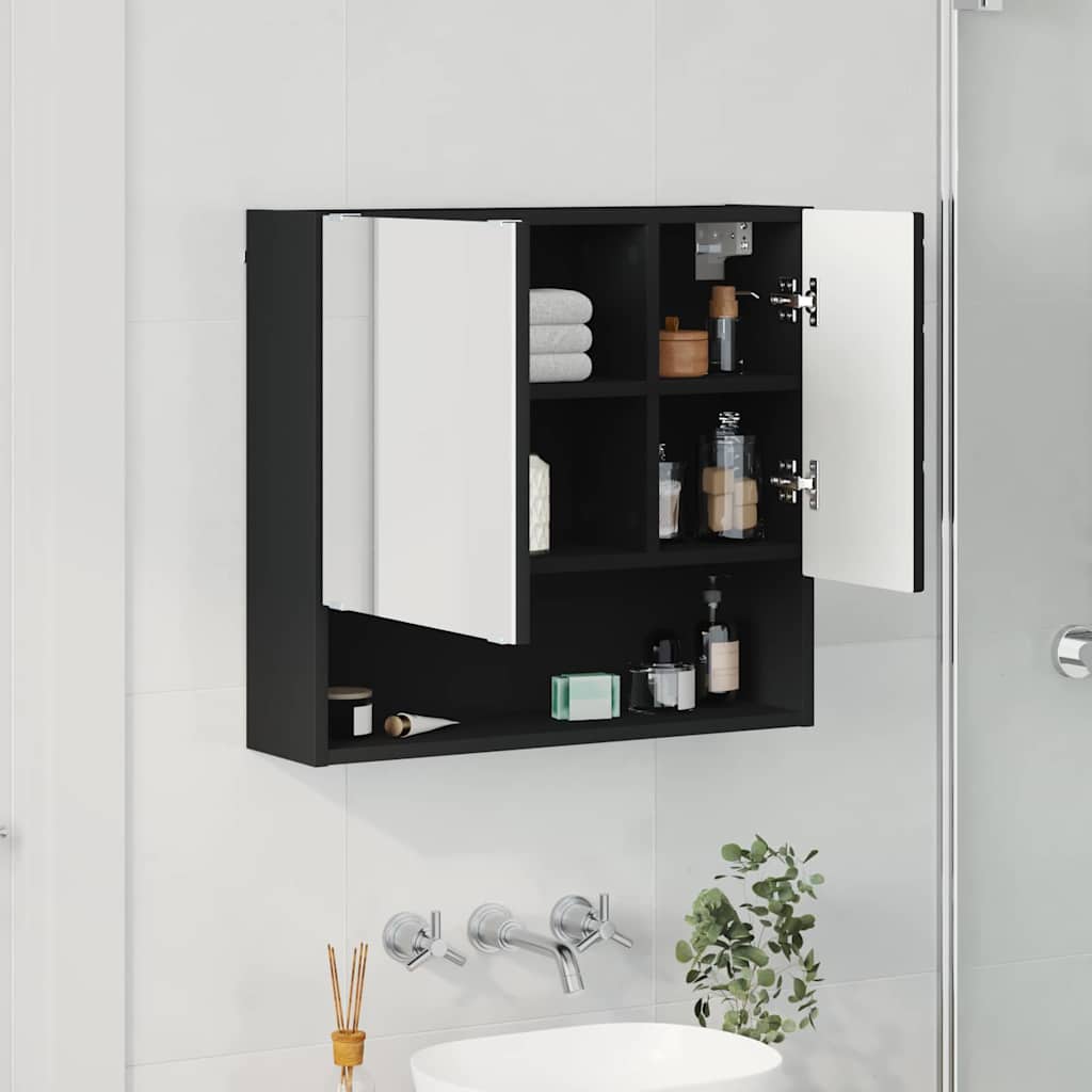 Speilskap Veggmontert Svart 59 x 17 x 55 cm Konstruert tre