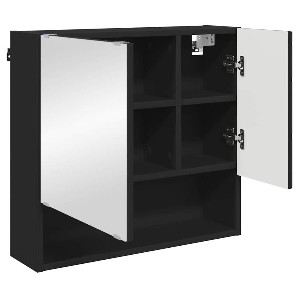 Speilskap Veggmontert Svart 59 x 17 x 55 cm Konstruert tre