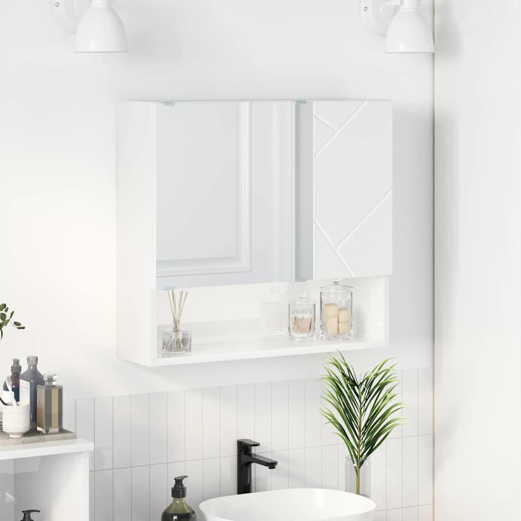 Speilskap Høyglanset hvit 59 x 17 x 55 cm Konstruert tre