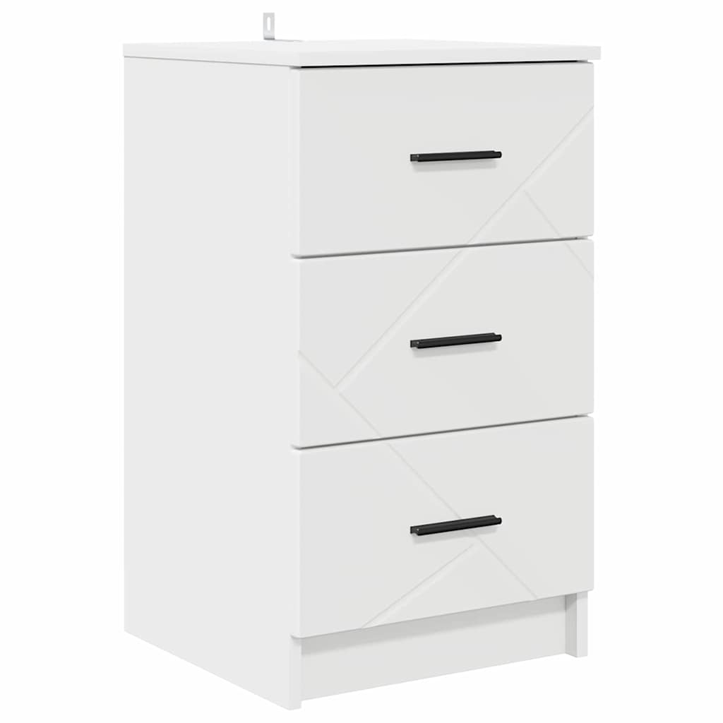 Nattbordskap med skuff Hvit 38 x 38 x 66 cm Konstruert tre