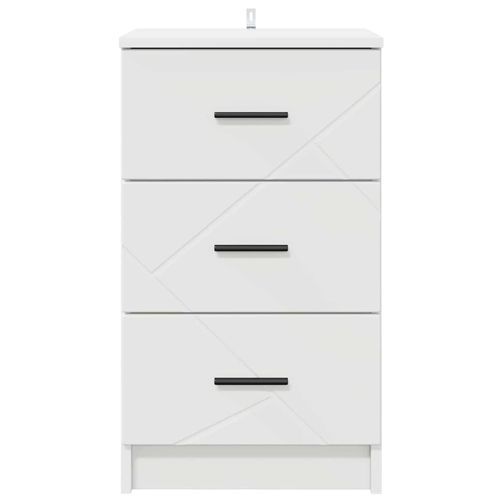Nattbordskap med skuff Hvit 38 x 38 x 66 cm Konstruert tre