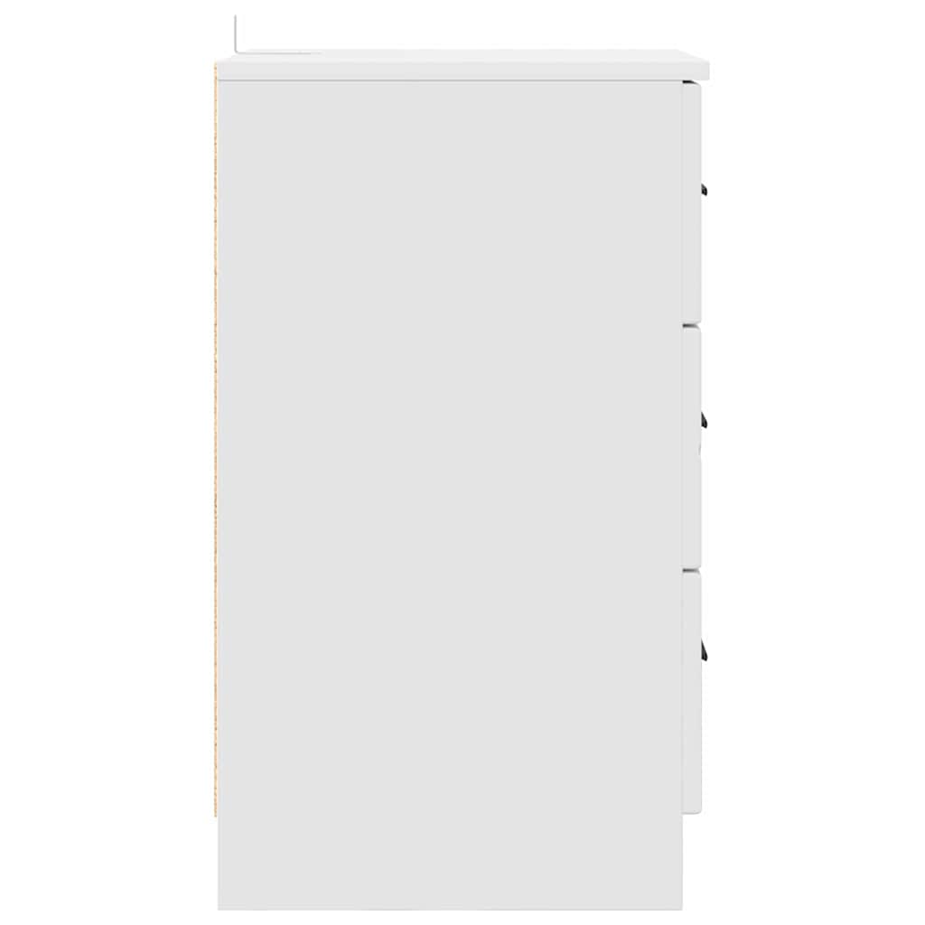 Nattbordskap med skuff Hvit 38 x 38 x 66 cm Konstruert tre