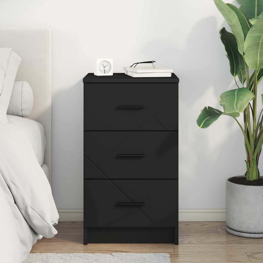 Nattbordskap med skuff Svart 38 x 38 x 66 cm Konstruert tre