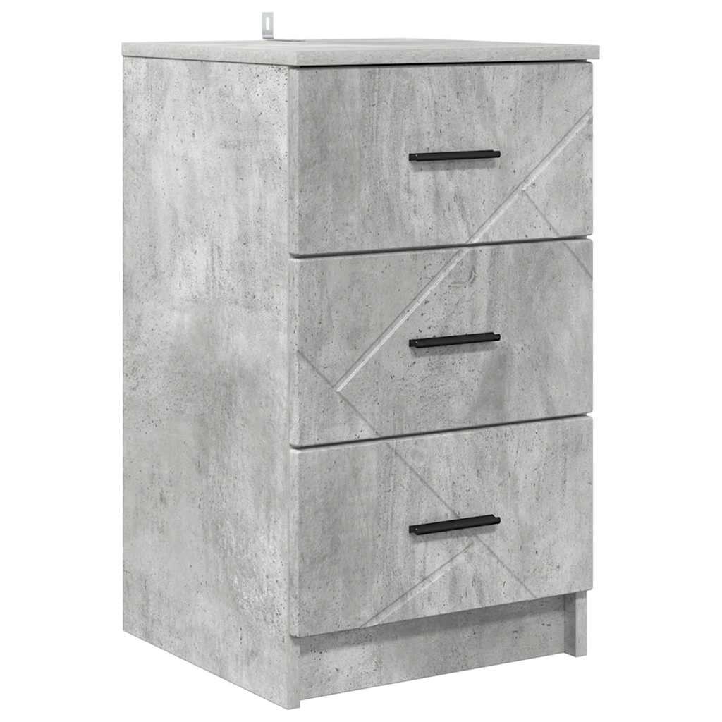 Nattbordskap med skuff Betonggrå 38 x 38 x 66 cm Konstruert tre