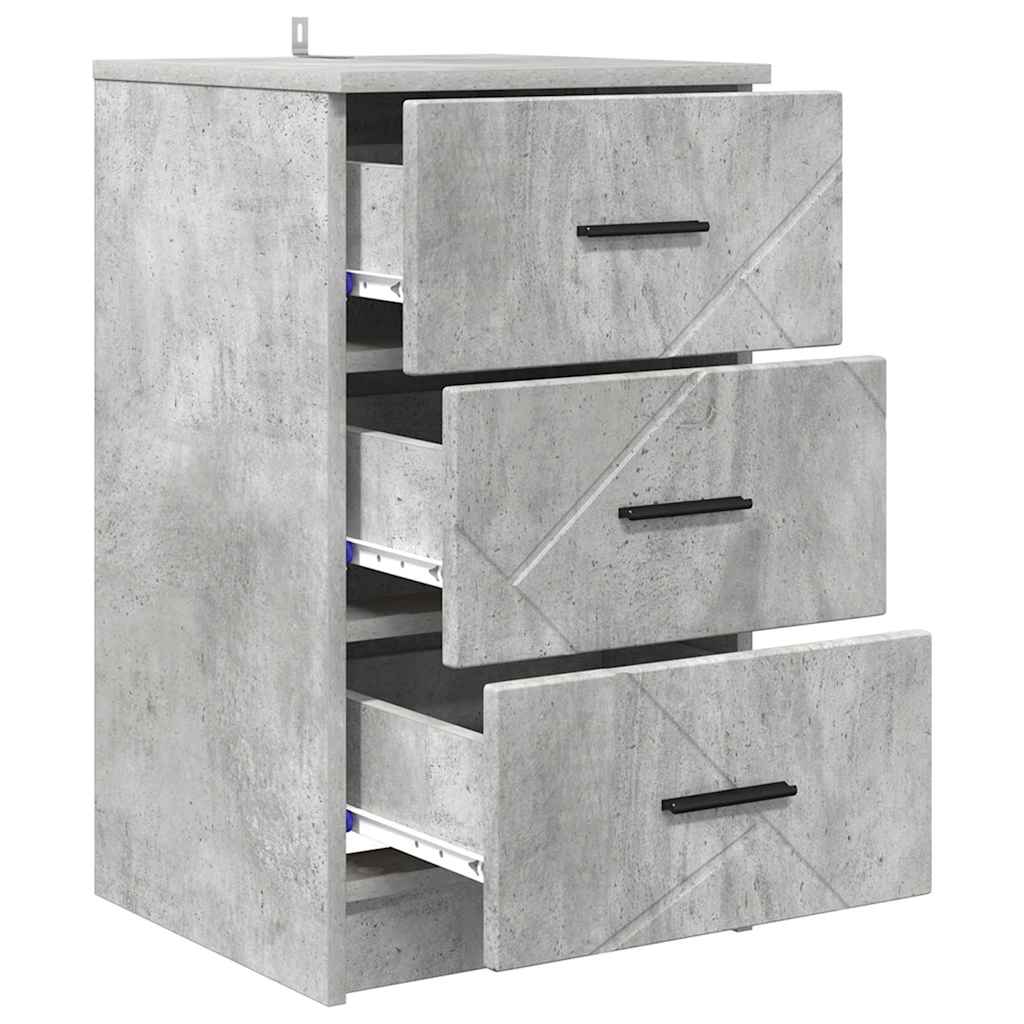 Nattbordskap med skuff Betonggrå 38 x 38 x 66 cm Konstruert tre