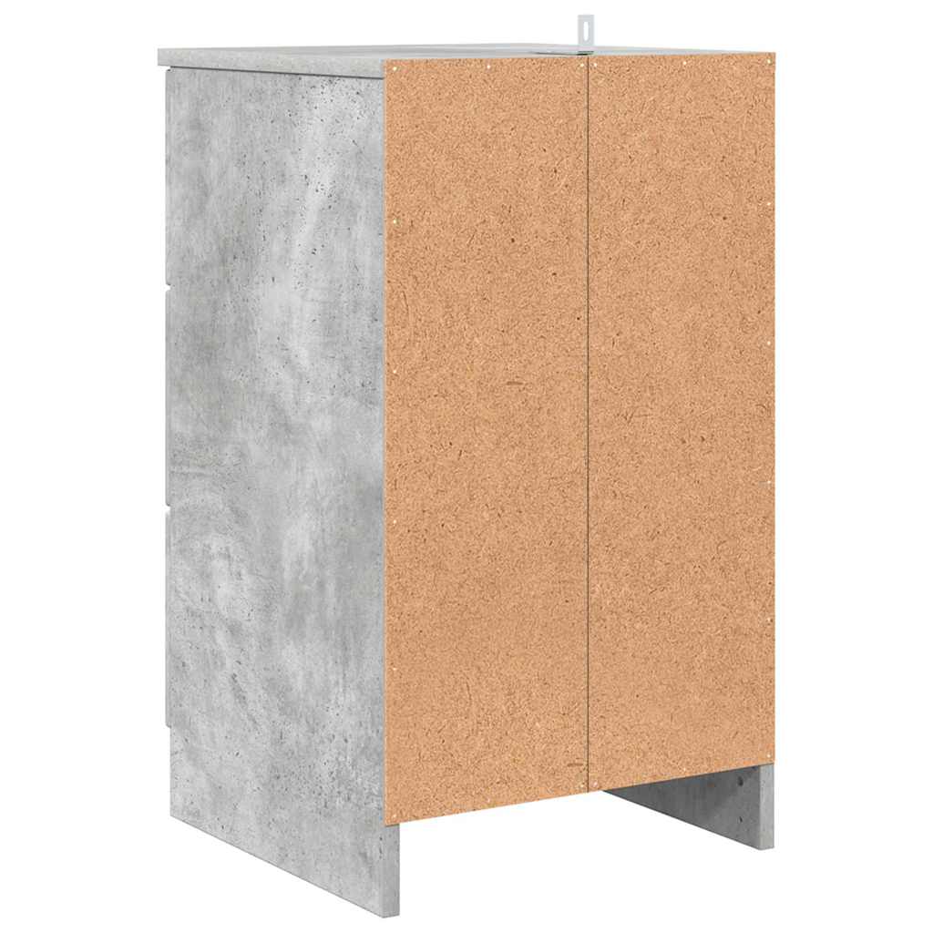 Nattbordskap med skuff Betonggrå 38 x 38 x 66 cm Konstruert tre