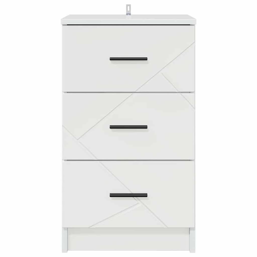 Nattbordskap Høyglans hvit 38 x 38 x 66 cm Konstruert tre