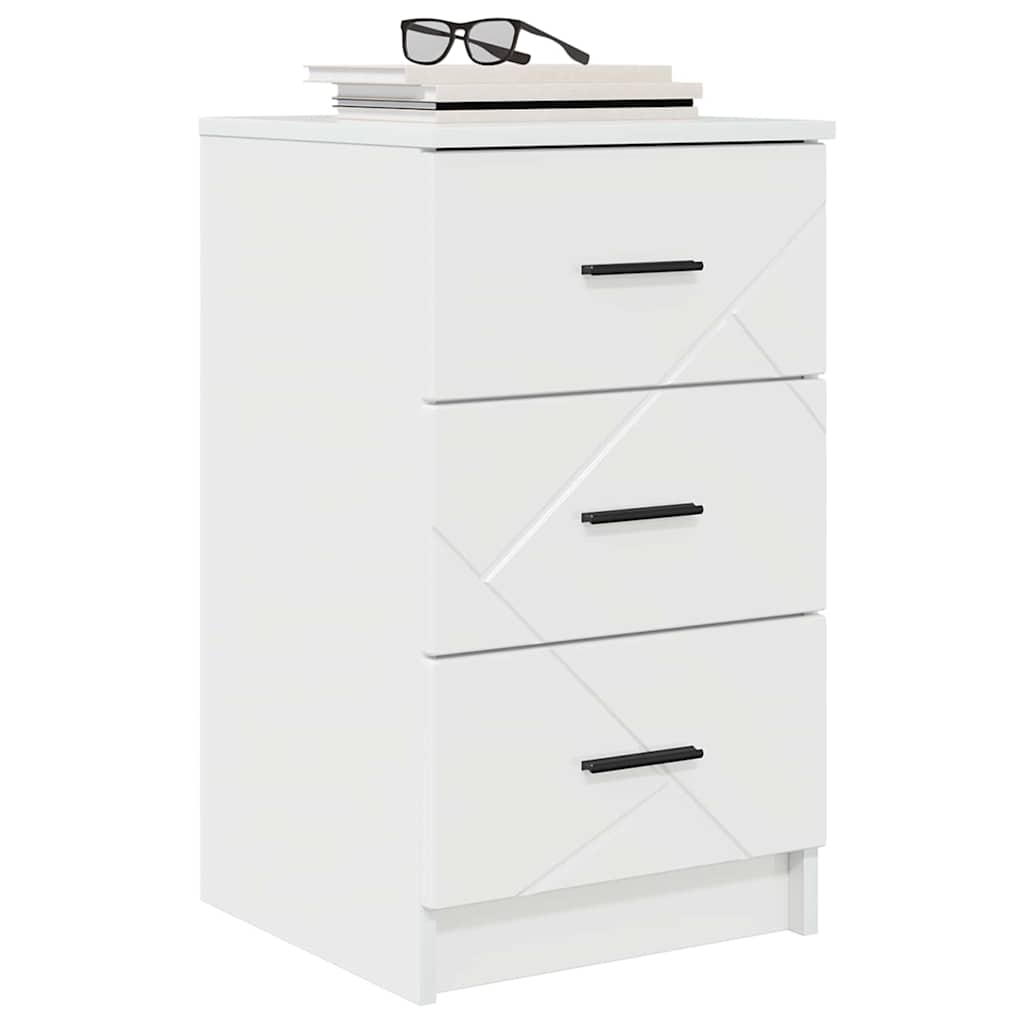 Nattbordskap Høyglans hvit 38 x 38 x 66 cm Konstruert tre