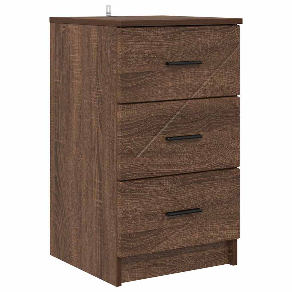 Nattbordskap med skuff brun eik 38 x 38 x 66 cm Konstruert tre vidaXL