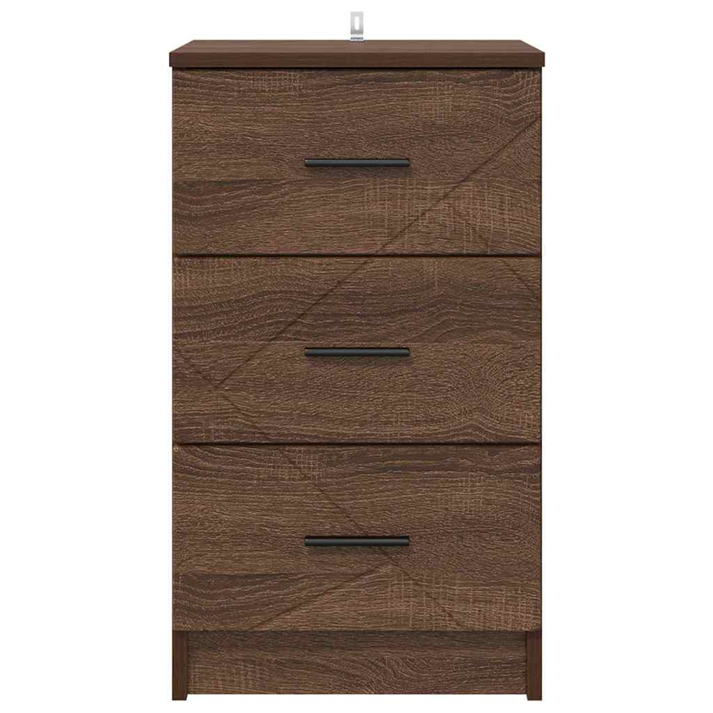 Nattbordskap med skuff brun eik 38 x 38 x 66 cm Konstruert tre vidaXL