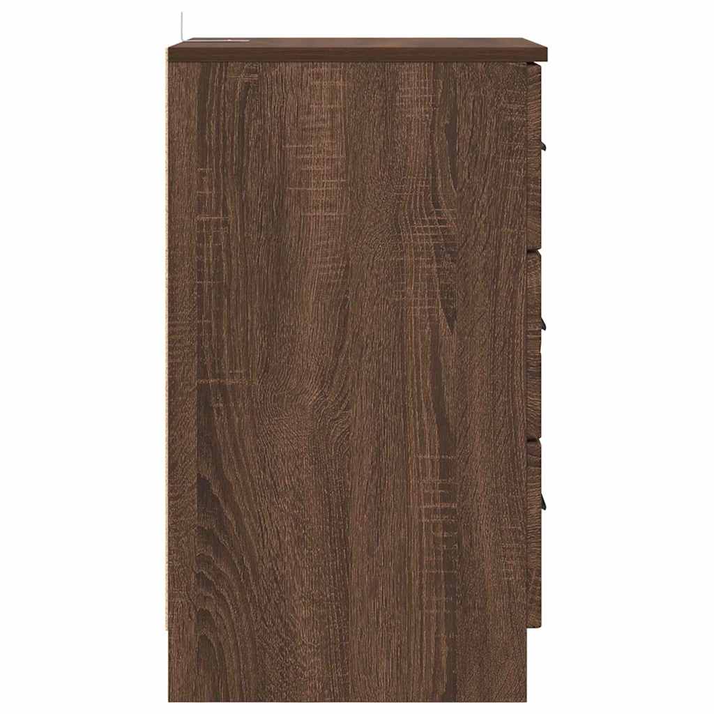 Nattbordskap med skuff brun eik 38 x 38 x 66 cm Konstruert tre vidaXL
