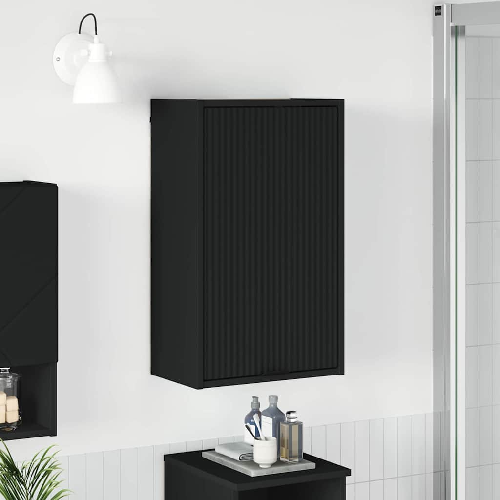 Baderomsskap Svart 39 x 23,5 x 65 cm Konstruert tre & Metall