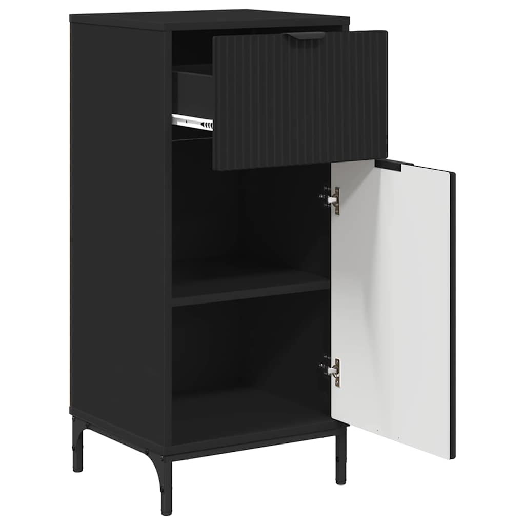 Baderomsskap Svart 39,5 x 36 x 88 cm Konstruert tre & Metall