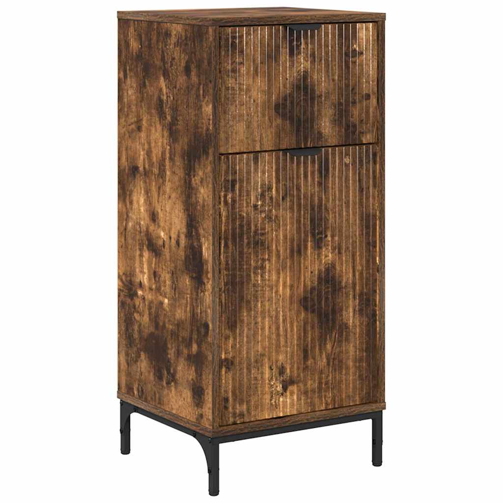 Baderomsskap Røkt eik 39,5 x 36 x 88 cm Konstruert tre & Metall