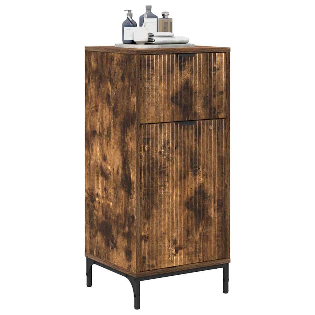 Baderomsskap Røkt eik 39,5 x 36 x 88 cm Konstruert tre & Metall
