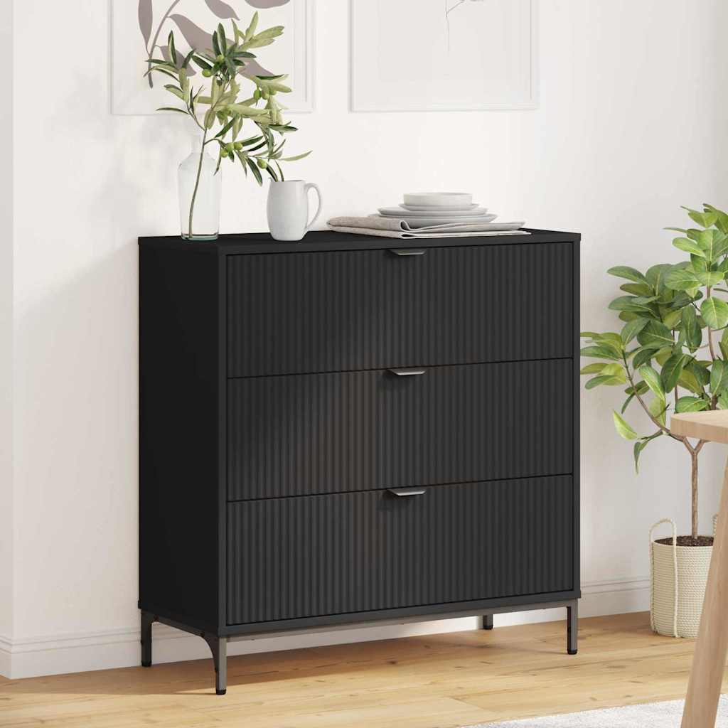 Serviesskap med skuff Svart 79,5 x 33 x 82 cm Konstruert tre