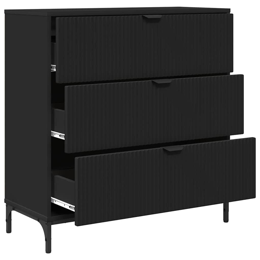Serviesskap med skuff Svart 79,5 x 33 x 82 cm Konstruert tre