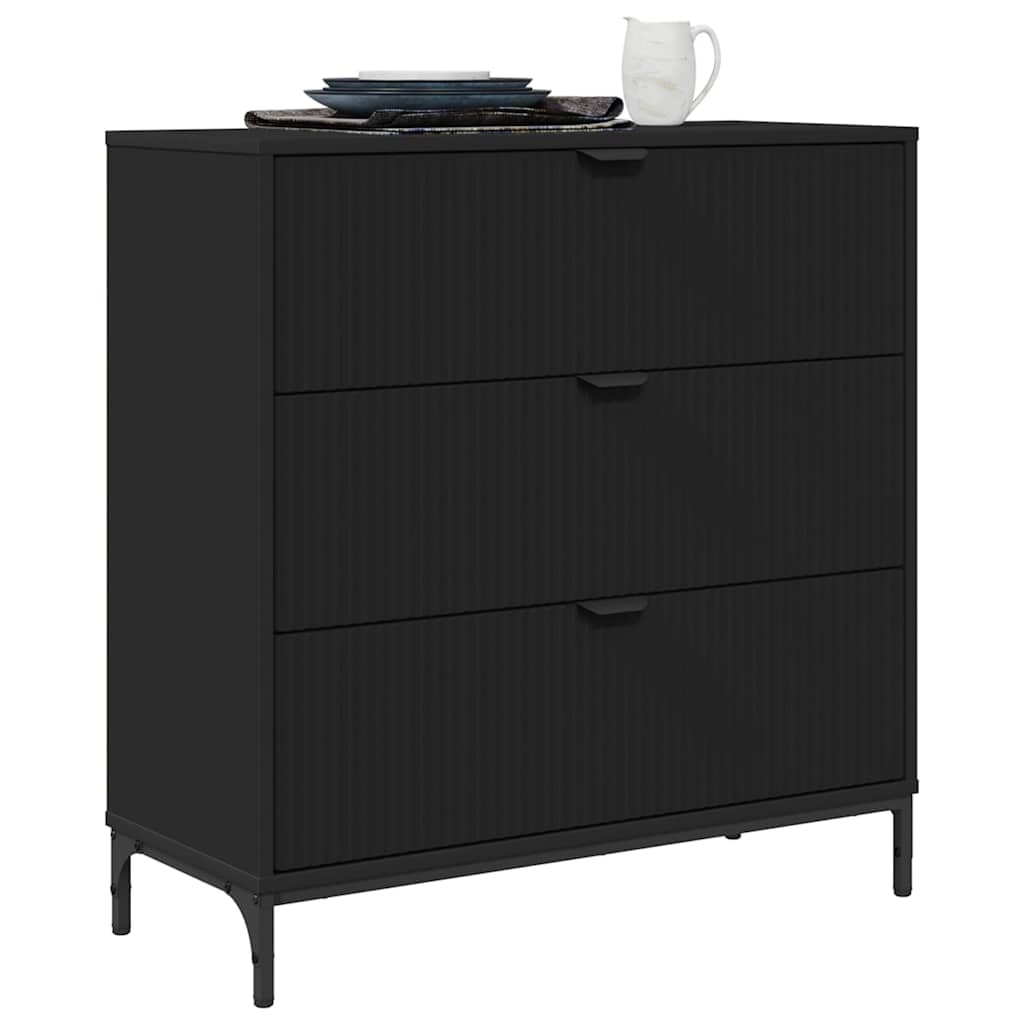 Serviesskap med skuff Svart 79,5 x 33 x 82 cm Konstruert tre