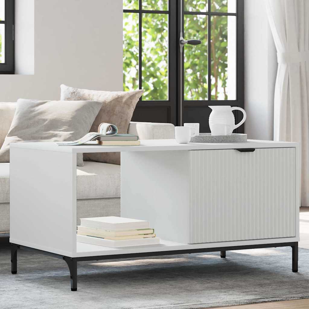 Kaffebord med skuff Hvit 90 x 49 x 46 cm Konstruert tre