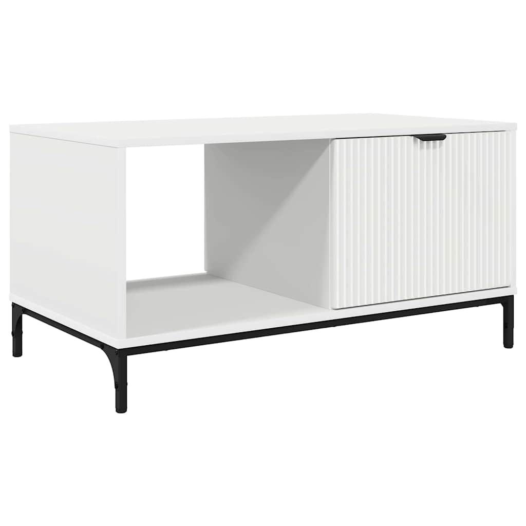 Kaffebord med skuff Hvit 90 x 49 x 46 cm Konstruert tre