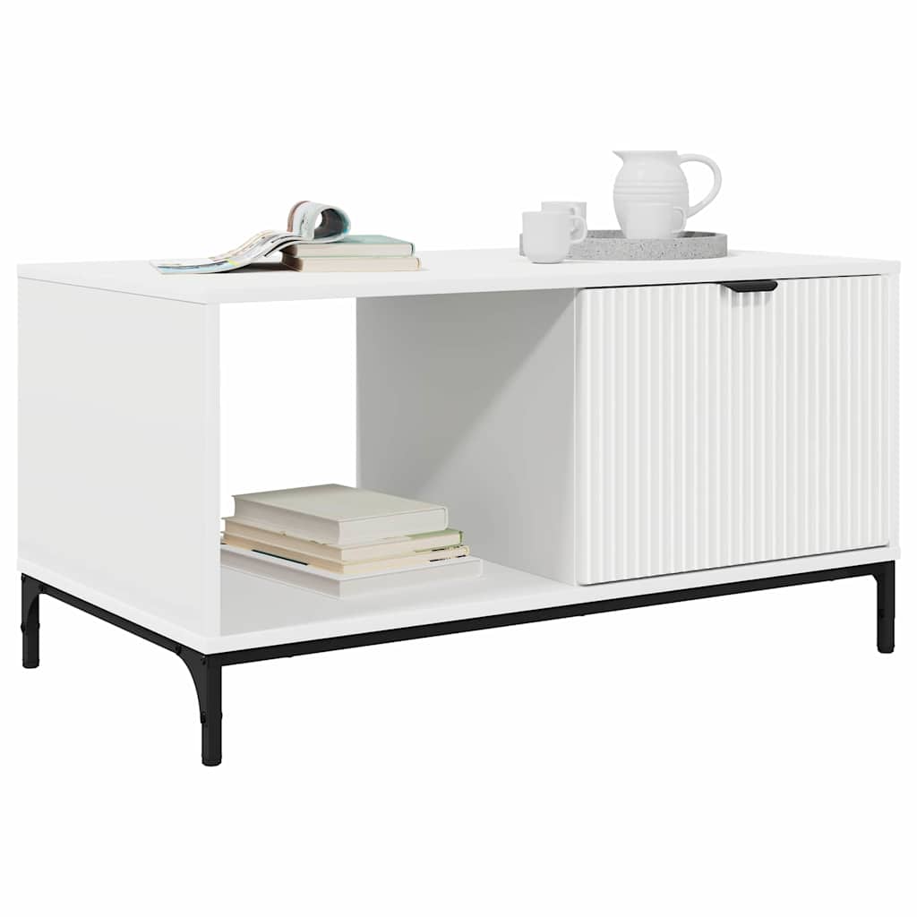 Kaffebord med skuff Hvit 90 x 49 x 46 cm Konstruert tre
