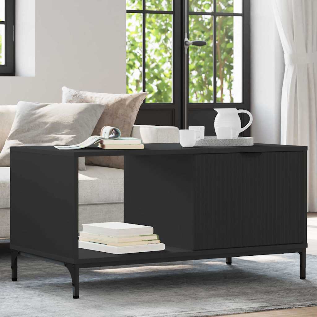Kaffebord med skuff Svart Eik 90 x 49 x 46 cm Konstruert tre