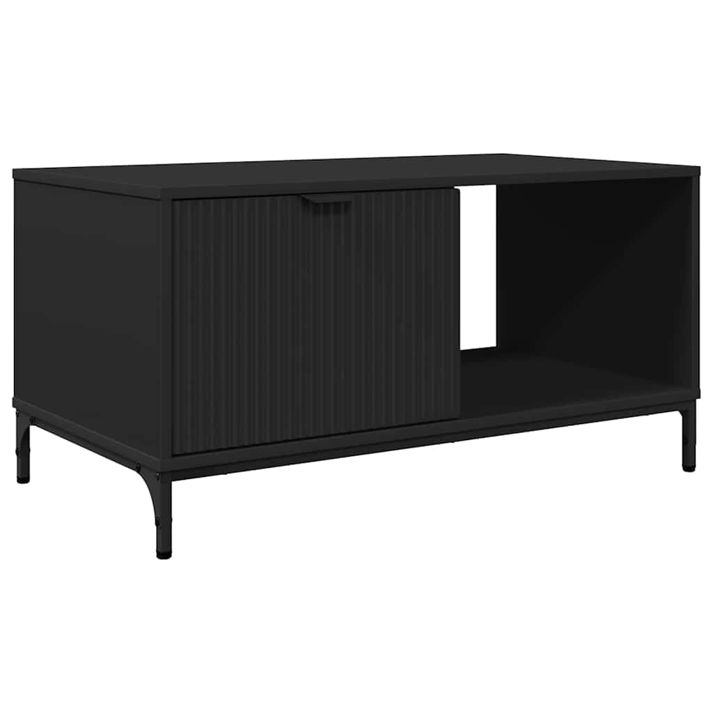 Kaffebord med skuff Svart Eik 90 x 49 x 46 cm Konstruert tre