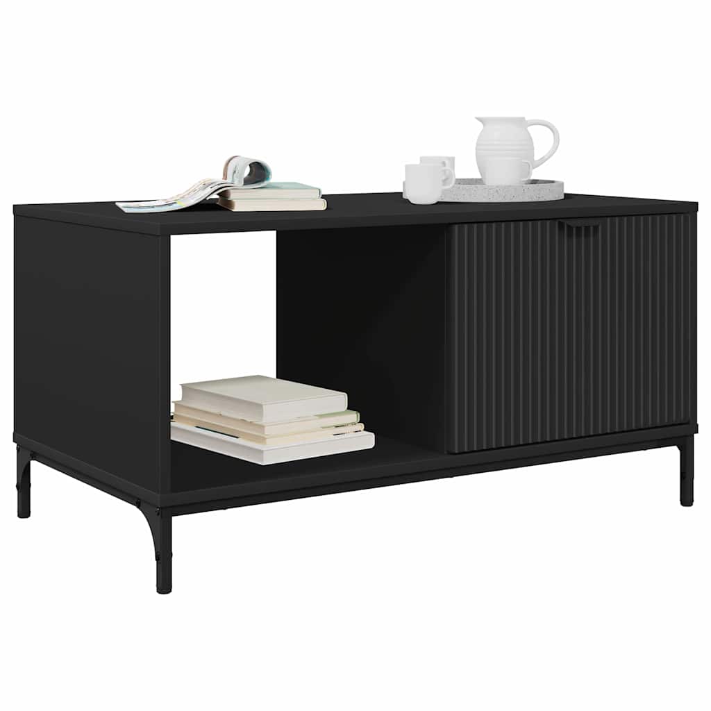 Kaffebord med skuff Svart Eik 90 x 49 x 46 cm Konstruert tre