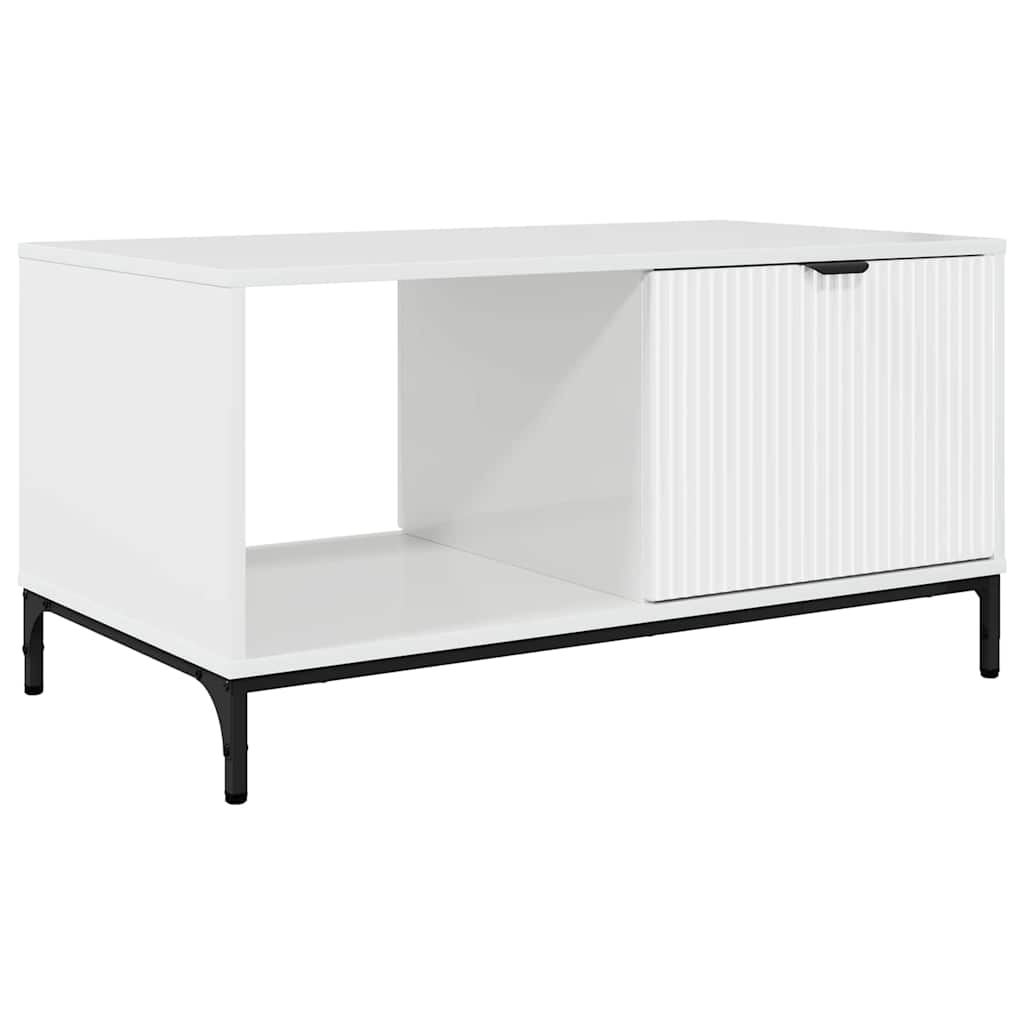 Kaffebord Høyglanset hvit 90 x 49 x 46 cm Konstruert tre