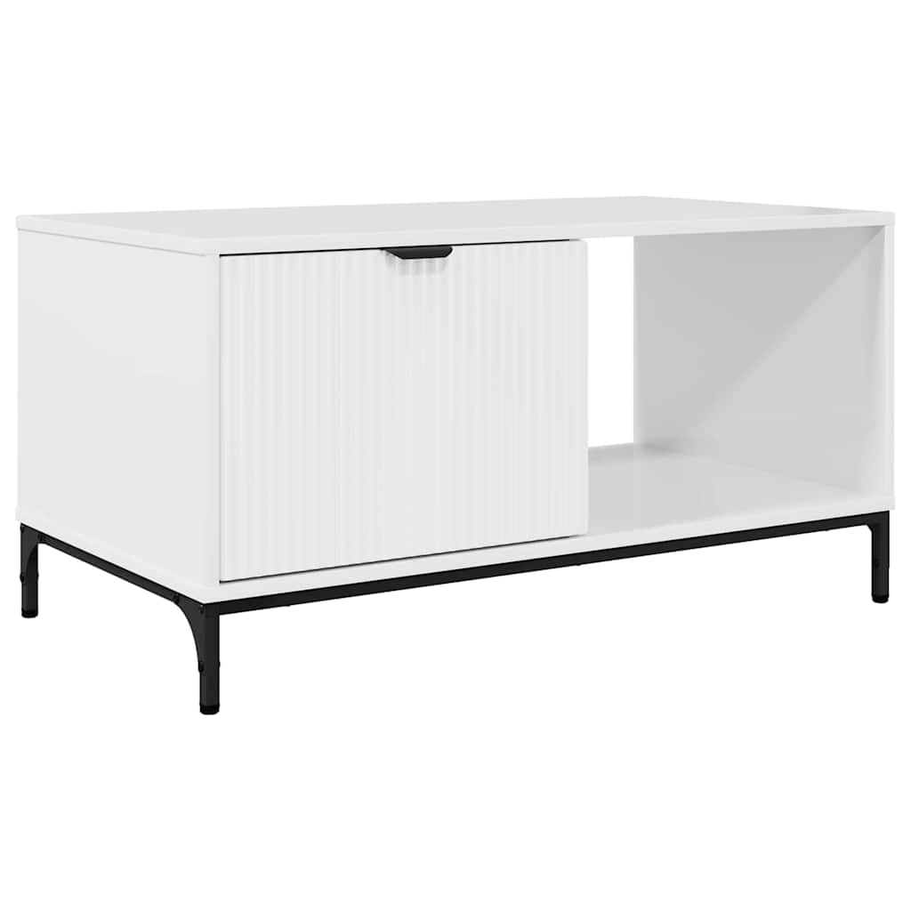 Kaffebord Høyglanset hvit 90 x 49 x 46 cm Konstruert tre