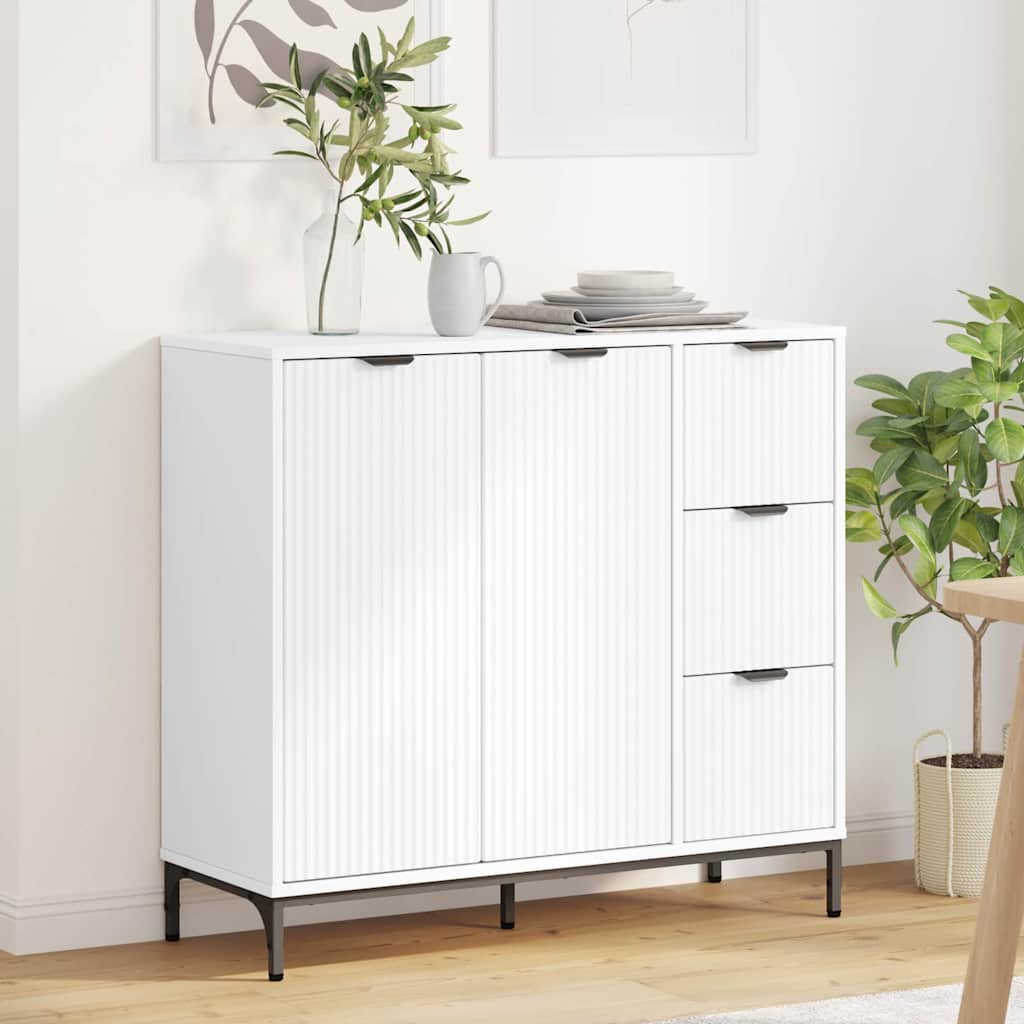 Serviesskap med skuff Hvit 89,5 x 33 x 82 cm Konstruert tre
