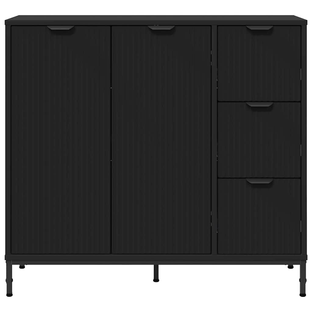 Serviesskap med skuff Svart 89,5 x 33 x 82 cm Konstruert tre